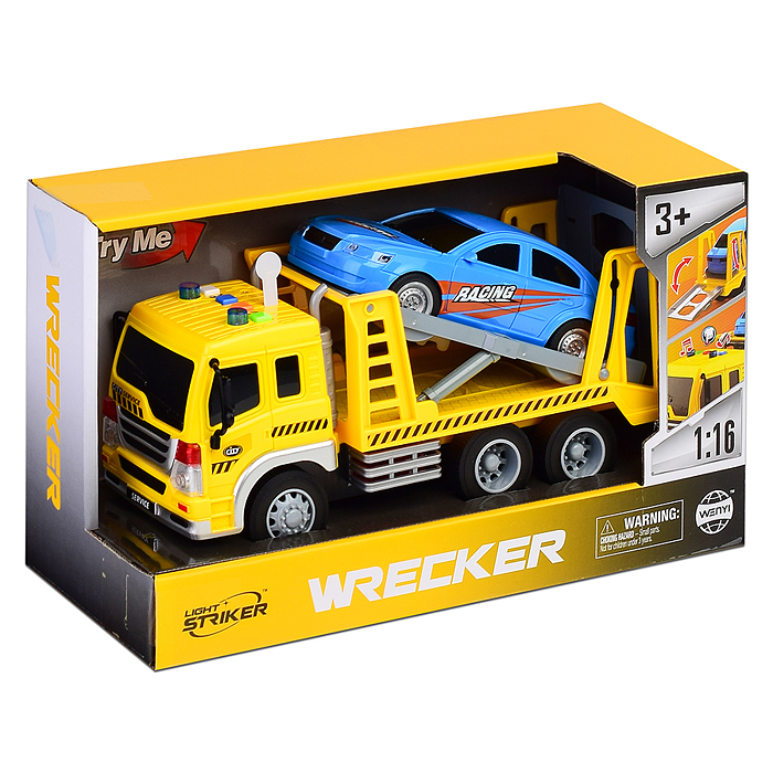 Автовоз WY300G "Трейлер" 1:16 (свет, звук) в коробке (желтый)