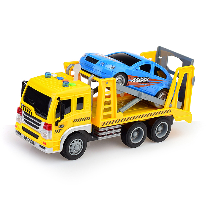 Автовоз WY300G "Трейлер" 1:16 (свет, звук) в коробке (желтый)