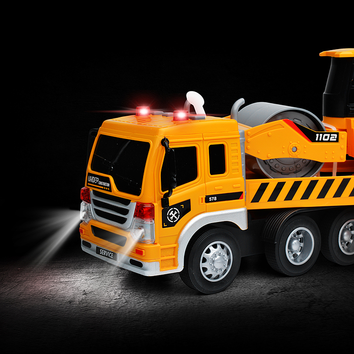 Машина WY578C "Эвакуатор" с дорожной техникой 1:16 ( свет, звук) в коробке