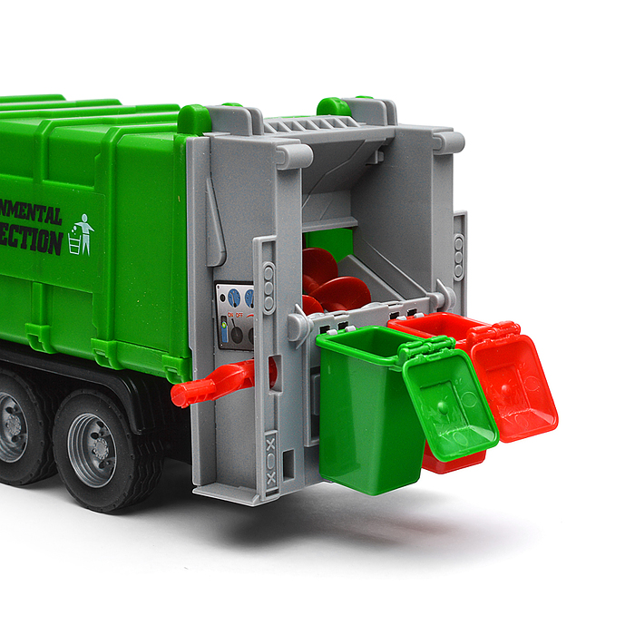 Машина JS108 "Мусоровоз" 1:16 (свет, звук) в коробке (зеленый)