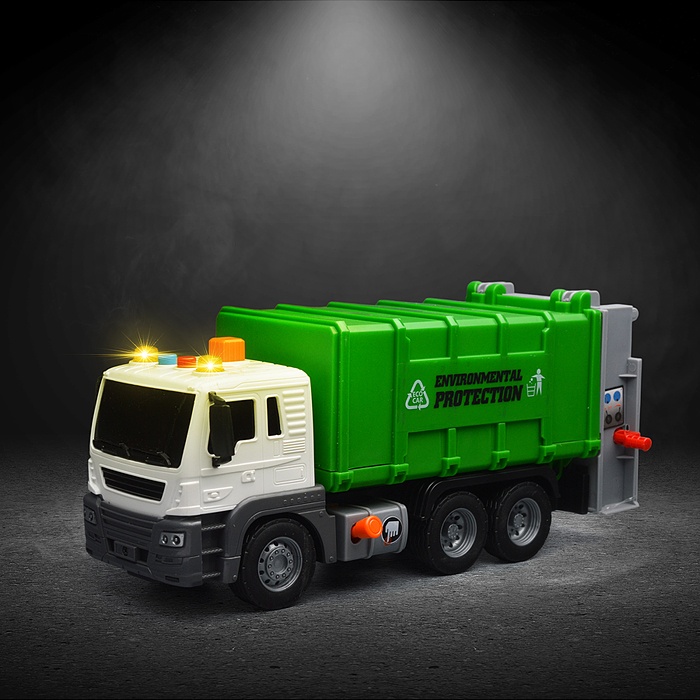 Машина JS108 "Мусоровоз" 1:16 (свет, звук) в коробке (зеленый)