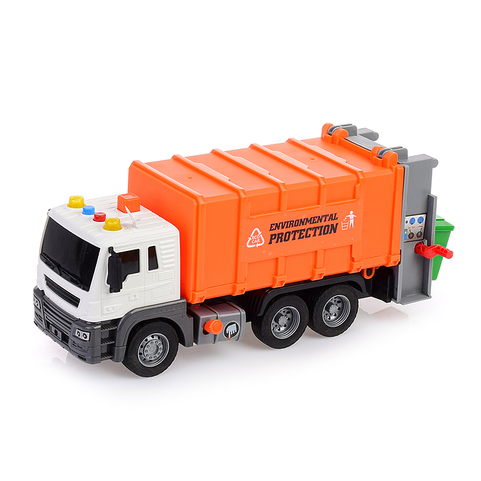 Машина JS108B "Мусоровоз" 1:16 (свет, звук) в коробке (оранжевый)