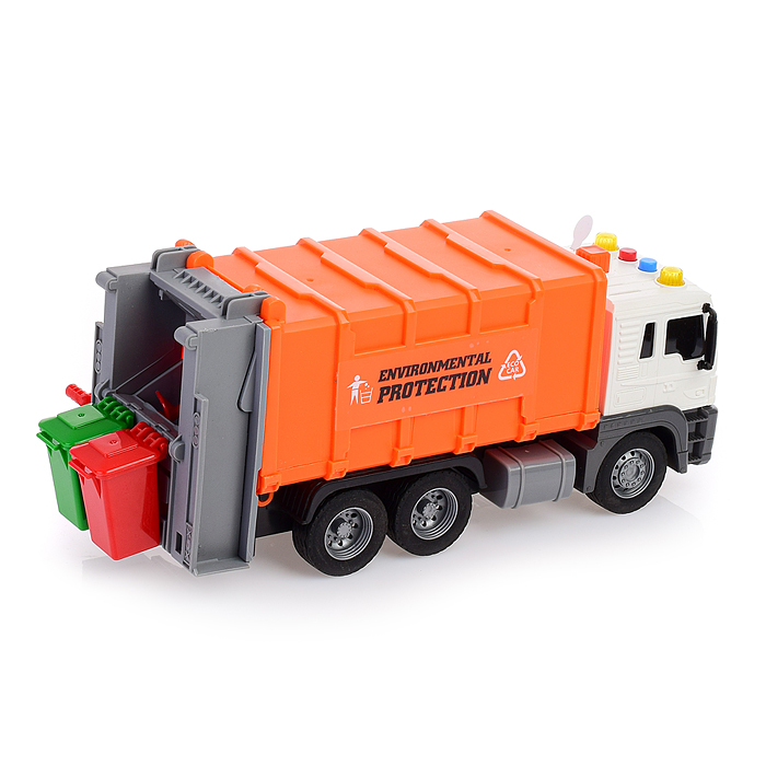 Машина JS108B "Мусоровоз" 1:16 (свет, звук) в коробке (оранжевый)
