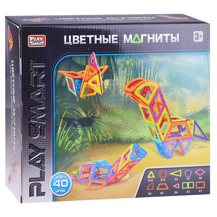 Конструктор магнитный 2470 "Цветные магниты" 40 дет., в коробке