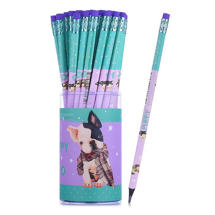 Карандаш чернографитовый с ластиком "Kids Color. Бульдог" HB (пластиковый корпус)