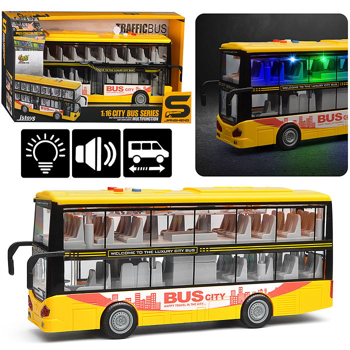 Автобус JS123A "Городской" 1:16 (свет, звук) в коробке (желтый)