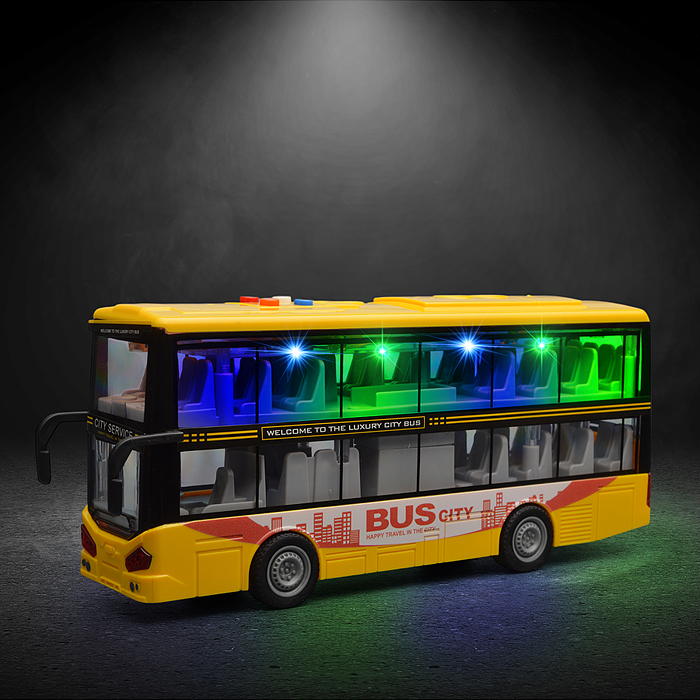 Автобус JS123A "Городской" 1:16 (свет, звук) в коробке (желтый)