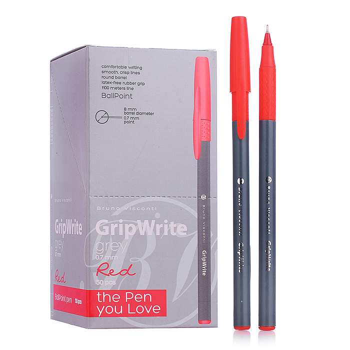 Ручка "GripWrite Grey" шариковая 0.7 мм, красная