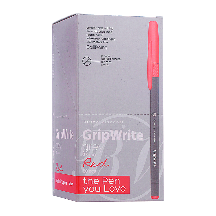 Ручка "GripWrite Grey" шариковая 0.7 мм, красная