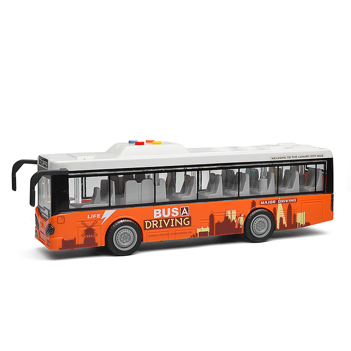 Автобус JS120A "Экскурсионный" (свет, звук) в коробке (оранжевый)