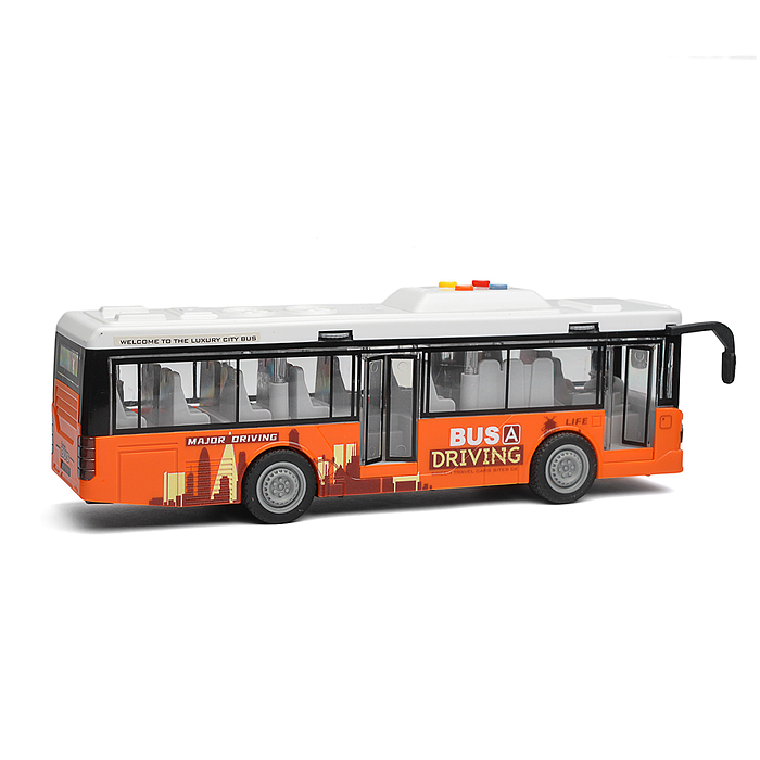 Автобус JS120A "Экскурсионный" (свет, звук) в коробке (оранжевый)
