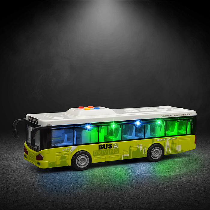Автобус JS120 "Экскурсионный" (свет, звук) в коробке (желтый)