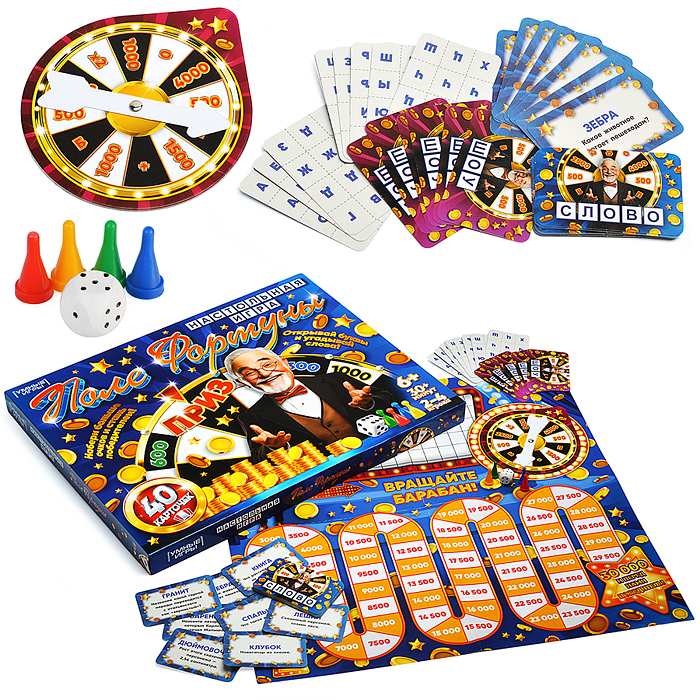 Настольная игра-викторина "Поле Фортуны" 40 карточек. 450х350х40 мм.