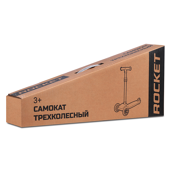 Самокат трёхколёсный ROCKET колёса PU, цвет жёлто-розовый