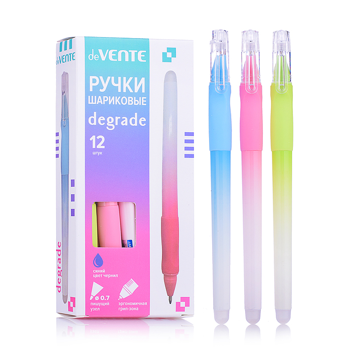 Ручка шариковая "Degrade" d=0,7 мм, корпус с каучуковым держателем, цвета ассорти с переход
