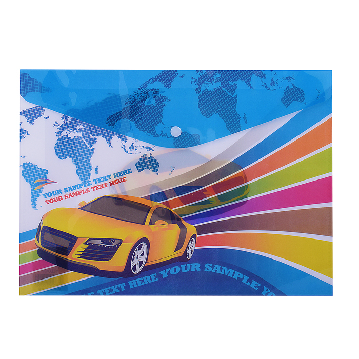 Папка канцелярская Car, 26 х 36 см, на кнопке, пластиковая, плотность 160 мкм, 2 дизайна в ассортиме