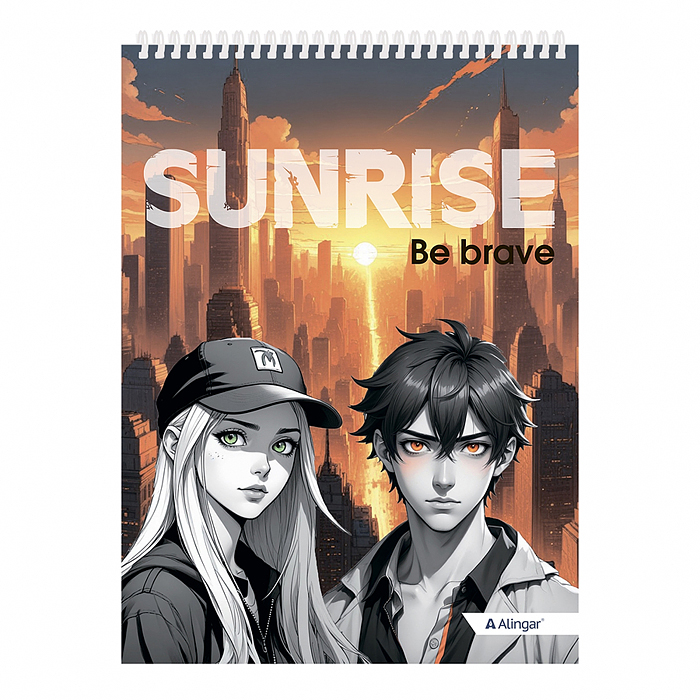 Скетчбук А5 50л.,"SUNRISE", 160 г/м2, гребень, мелованный картон, жёсткая подложка, офсет