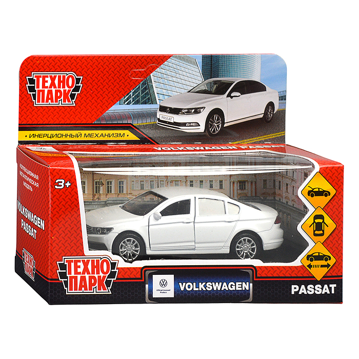 Машина металл Volkswagen passat 12 см, двери, багаж, инерц, белый