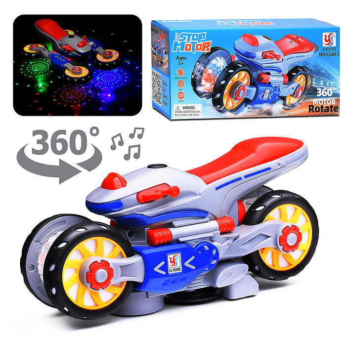 Интерактивная игрушка YJ388-6 "Мотоцикл" на батарейках. в коробке