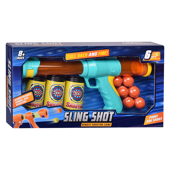 Пистолет 108-404B "Sling shot" с шариками и мишенью, в коробке