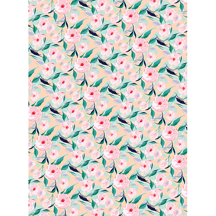 Упаковочная бумага  "Floral mood", глянц. 70*100см, 80 г/м2, ассорти, 5 дизайнов