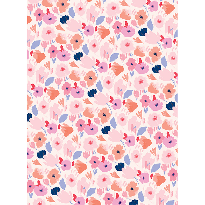 Упаковочная бумага  "Floral mood", глянц. 70*100см, 80 г/м2, ассорти, 5 дизайнов