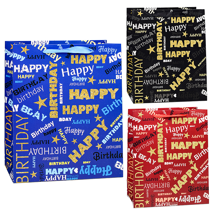 Пакет подарочный 00-6316 "Happy birthday" 32х26х12 см
