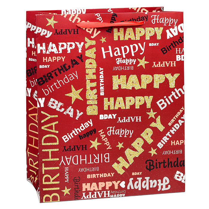 Пакет подарочный 00-6316 "Happy birthday" 32х26х12 см