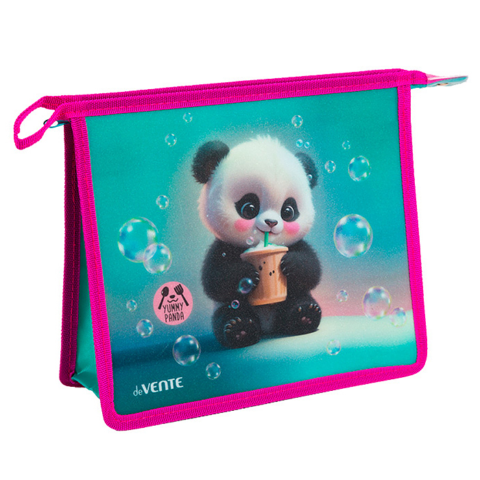 Папка для тетрадей "Yummy Panda" A5 (243x200x80 мм) с текстильным расширением 80 мм, на молнии