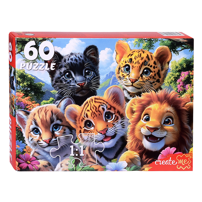 Пазлы 60 "Веселое селфи диких кошек"