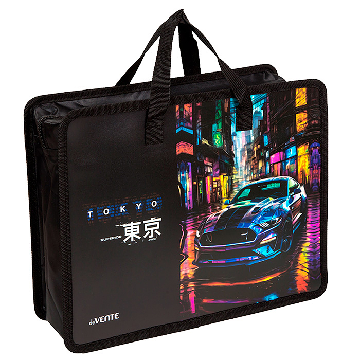 Папка для тетрадей, ИЗО и технологии "Label. Tokyo Drift" A4 (33,5x26x10 см) с текстильным р