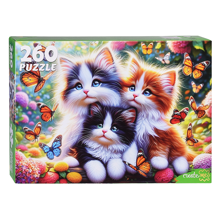 Пазлы 260 "Котята и бабочки" Пазлы 260 "Котята и бабочки"