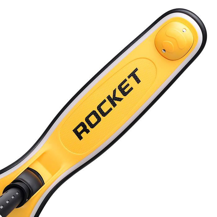 Самокат трёхколёсный R0200 ROCKET светящиеся колеса PU, дека, рулевая стойка, цвет жёлто-чёрный