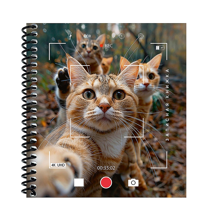 Записная книжка А6 80л. "Котики в объективе камеры"