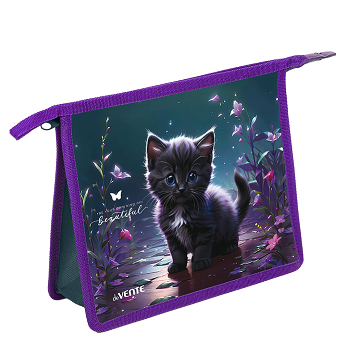 Папка для тетрадей 3D "Beautiful Cat" A5 (243x200x80 мм) с текстильным расширением 80 мм, на молнии