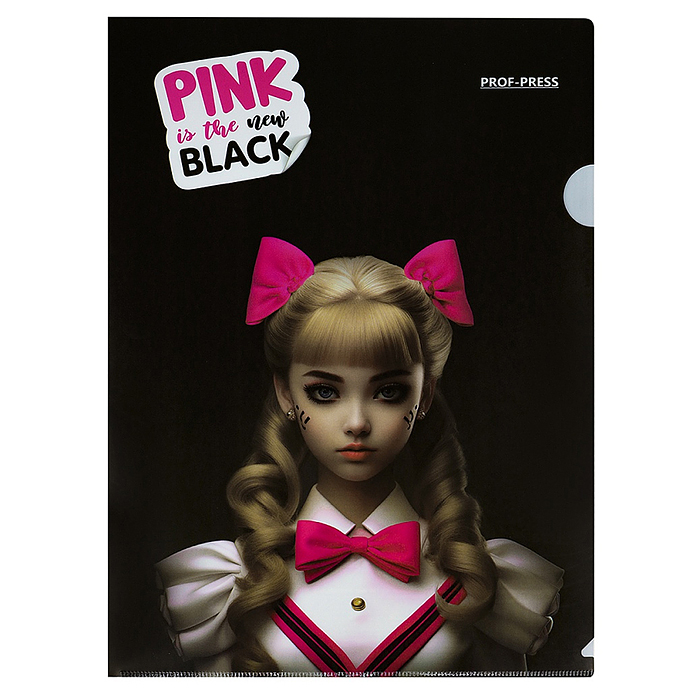 Папка-уголок, А4, 180мкм, "PINK&BLACK"