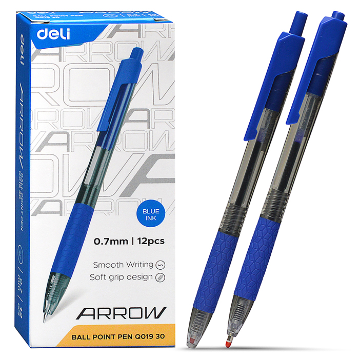Ручка шариковая EQ01930 Arrow авт. 0.7мм резин. манжета прозрачный/синий синие чернила (1шт)
