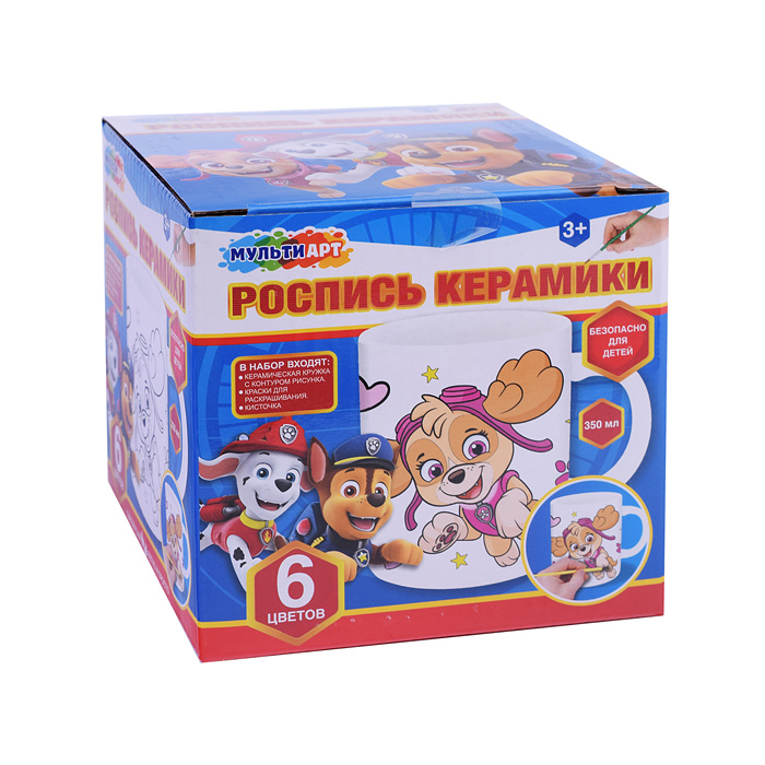 Кружка для росписи, 6 цв. "Суперщенки" 