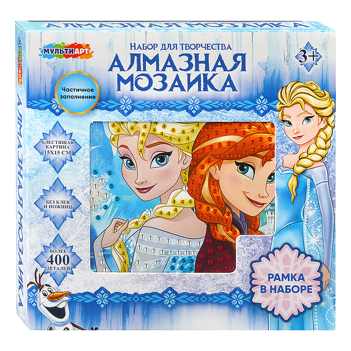 Алмазная мозаика 15*15 "Снежная принцесса" в коробке
