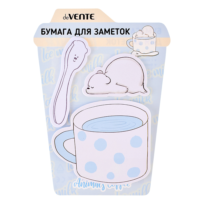 Набор клейкой бумаги для заметок "Animals Coffee. Bear" 80x68 мм, 72x23 мм и 54x35 мм, 3x20 листов
