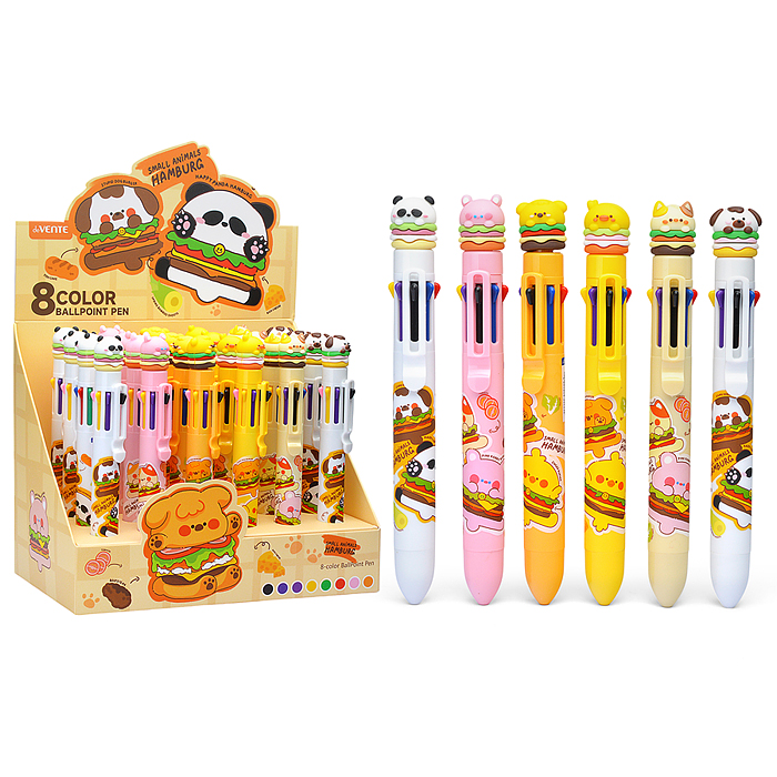 Ручка шариковая автоматическая 8 в 1 подарочная "Cute Hamburger" с декоративным элементом