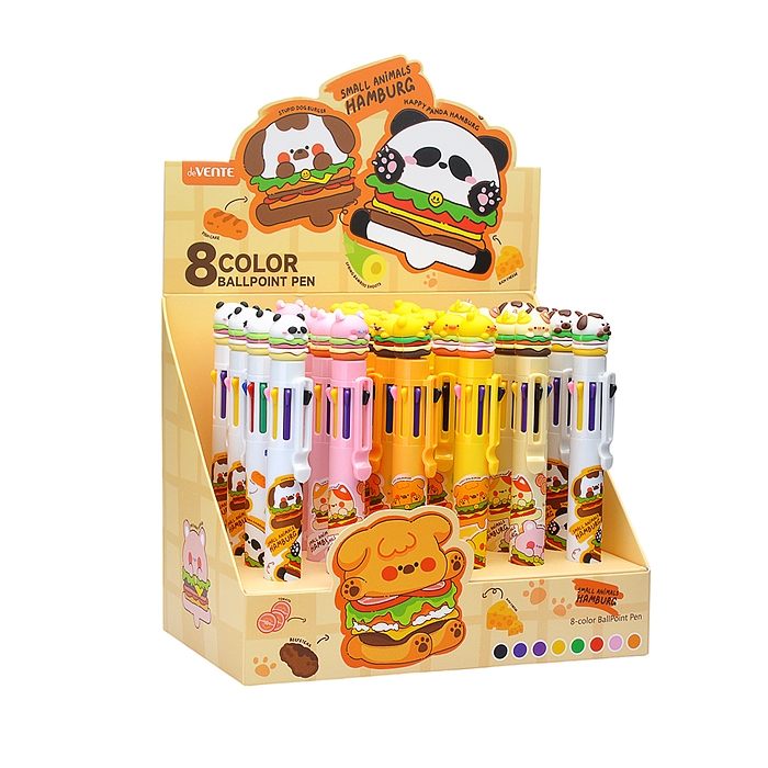Ручка шариковая автоматическая 8 в 1 подарочная "Cute Hamburger" с декоративным элементом