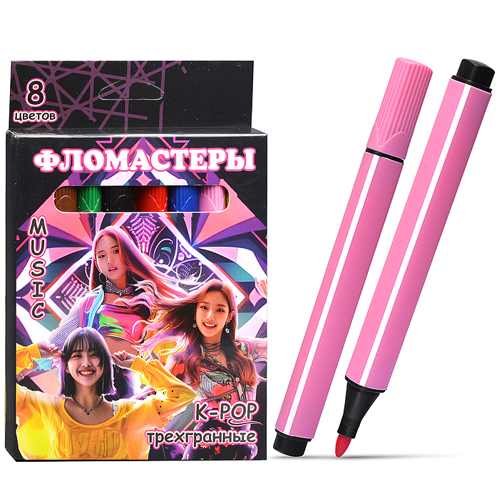 Фломастеры Дорама 8 цветов, треугольные, в картонной упаковке с европодвесом