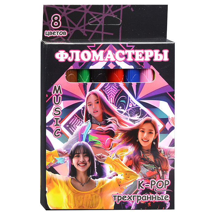 Фломастеры Дорама 8 цветов, треугольные, в картонной упаковке с европодвесом