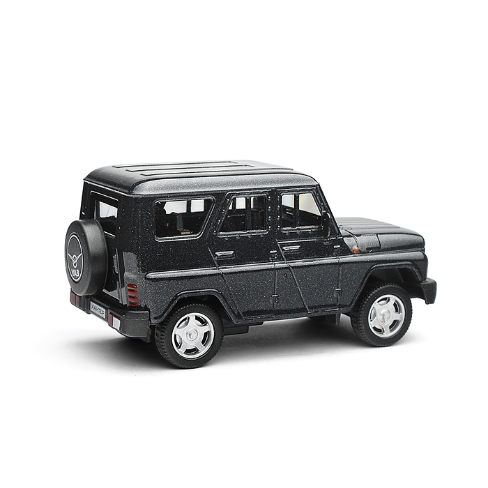 Машина металл UAZ Хантер 10,5 см, инерция, темно-серый, коробка