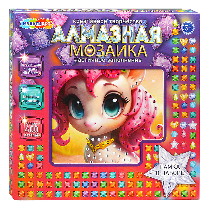 Алмазная мозаика 15*15 "Единорожка" в коробке
