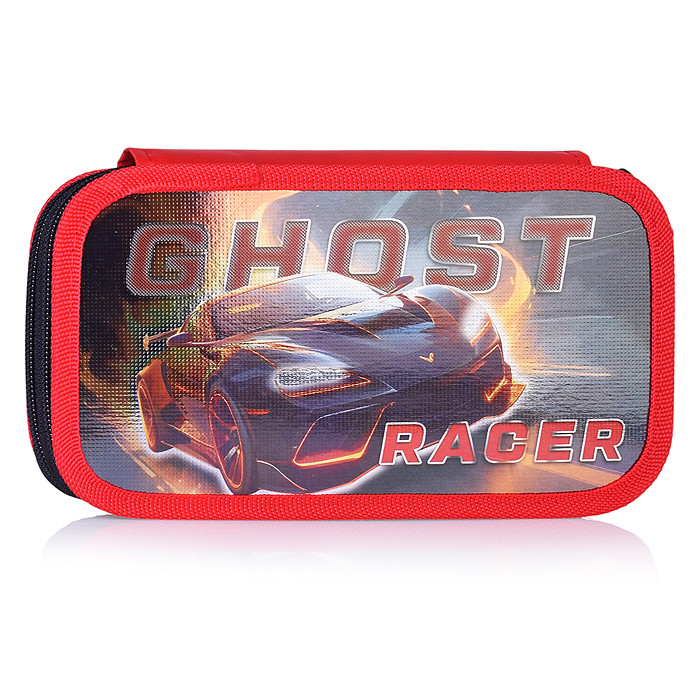 Пенал двухсекционный большой, металлизированный картон "GHOST RACER" 2025 