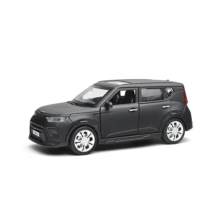 Машина металл KIA soul 12 см, (свет-звук, двер, черный матовый)инерц., в коробке