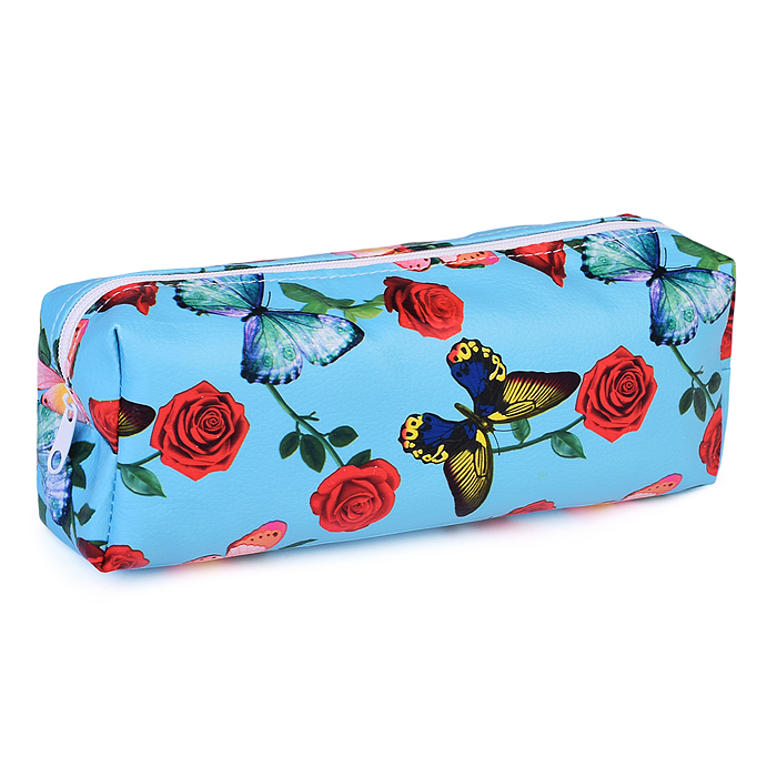 Пенал-косметичка Butterfly, 19х7х4 см, на молнии, ПВХ, ассорти 5 дизайнов, ОПП-упаковка