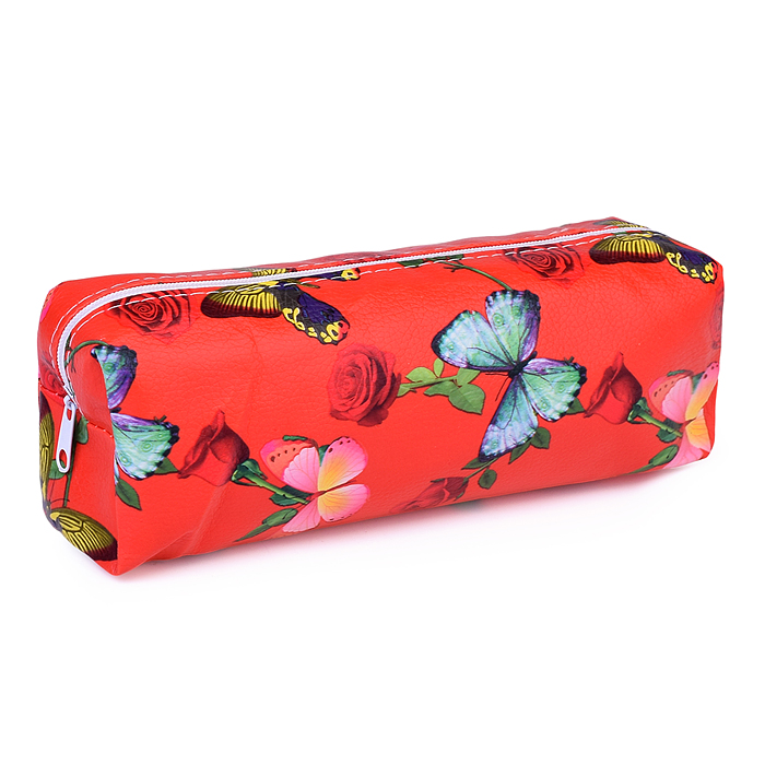Пенал-косметичка Butterfly, 19х7х4 см, на молнии, ПВХ, ассорти 5 дизайнов, ОПП-упаковка